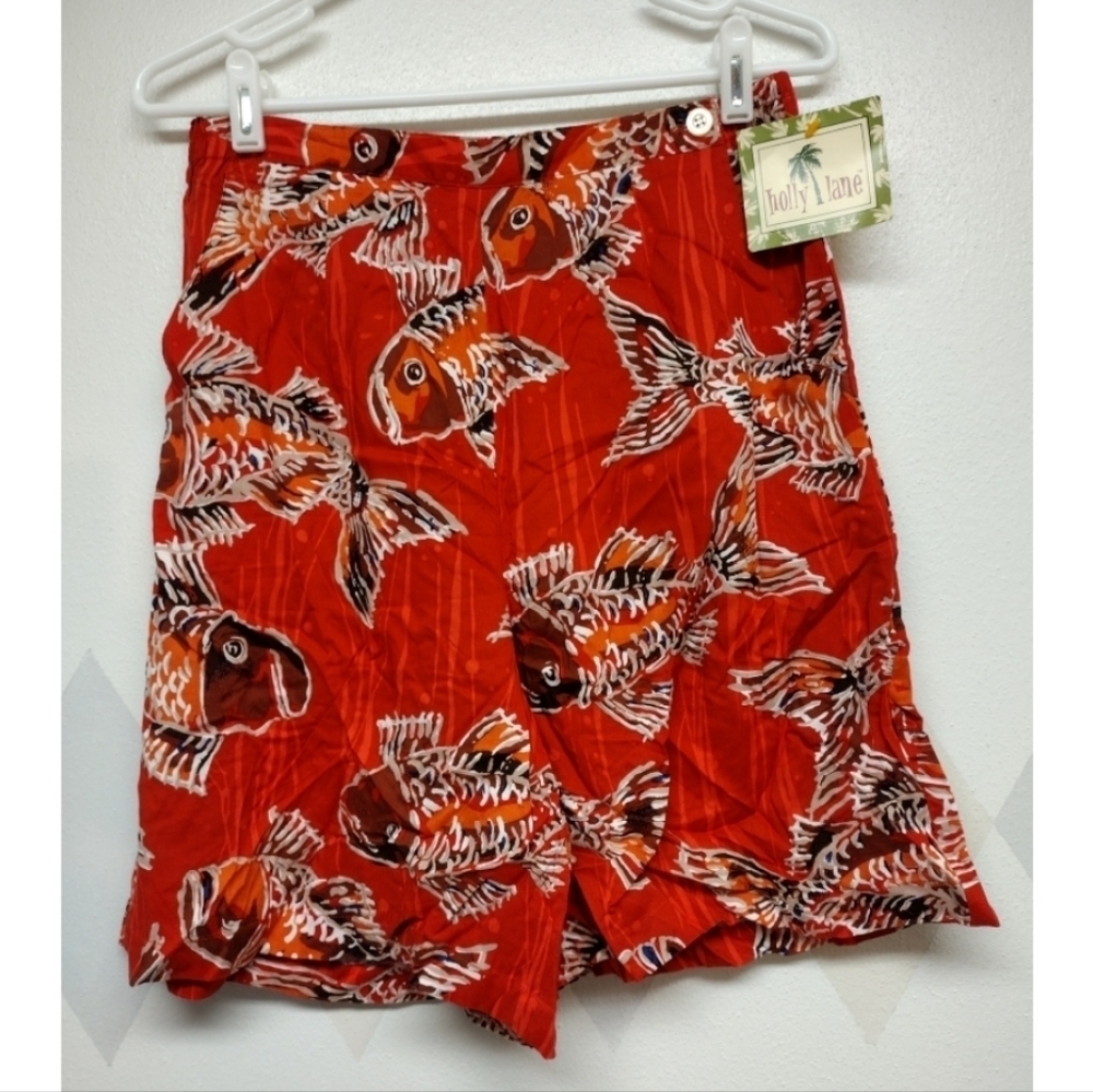 Holly Lane red orange koi shorts vintage NWT